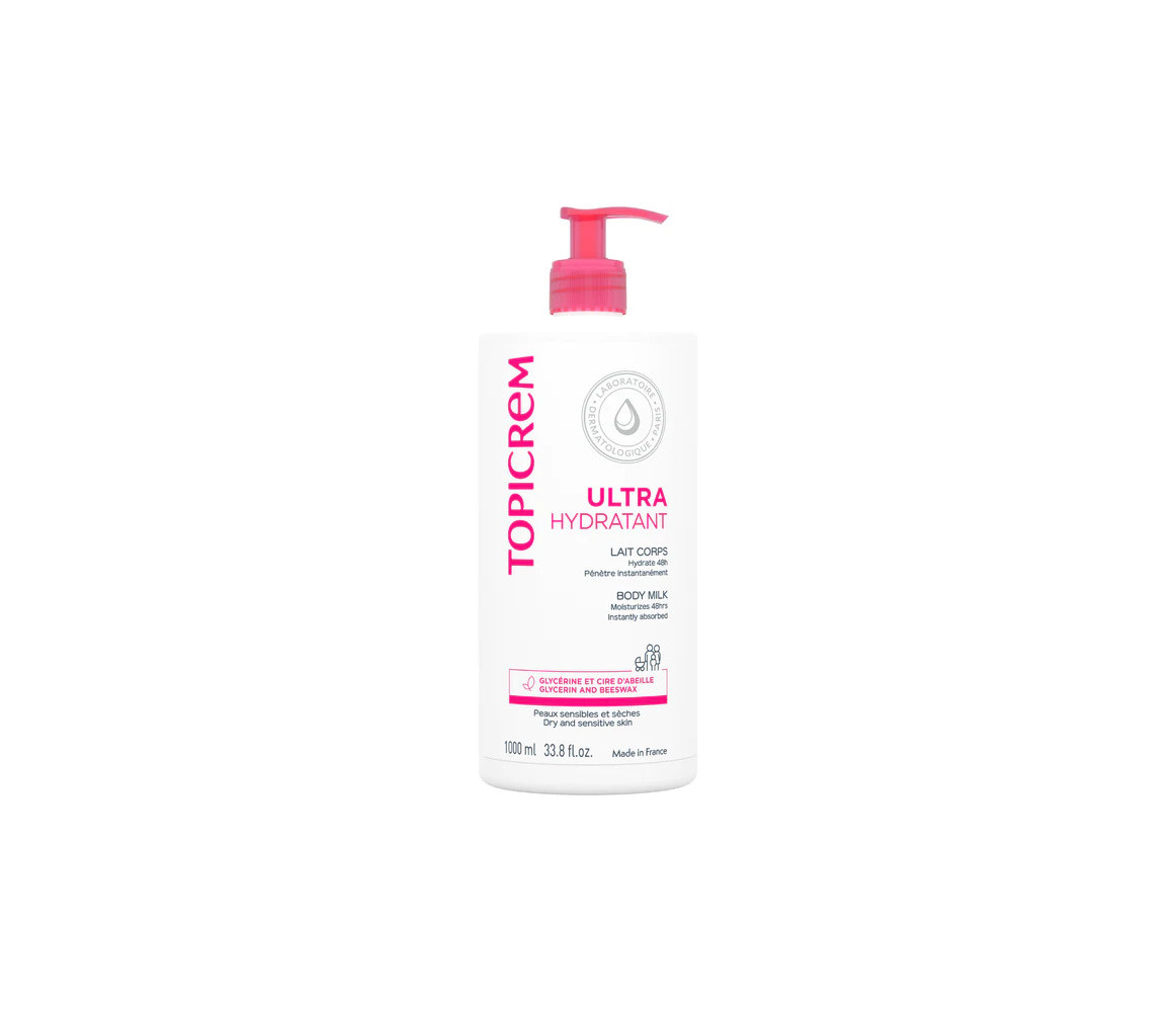 TOPICREM ULTRA HYDRATANT Lait corps 48h pour Peaux sèches 1L