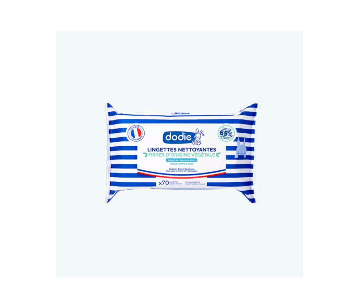 DODIE Lingettes Nettoyantes Dermo-Apaisantes 3 en 1 (70 lingettes)