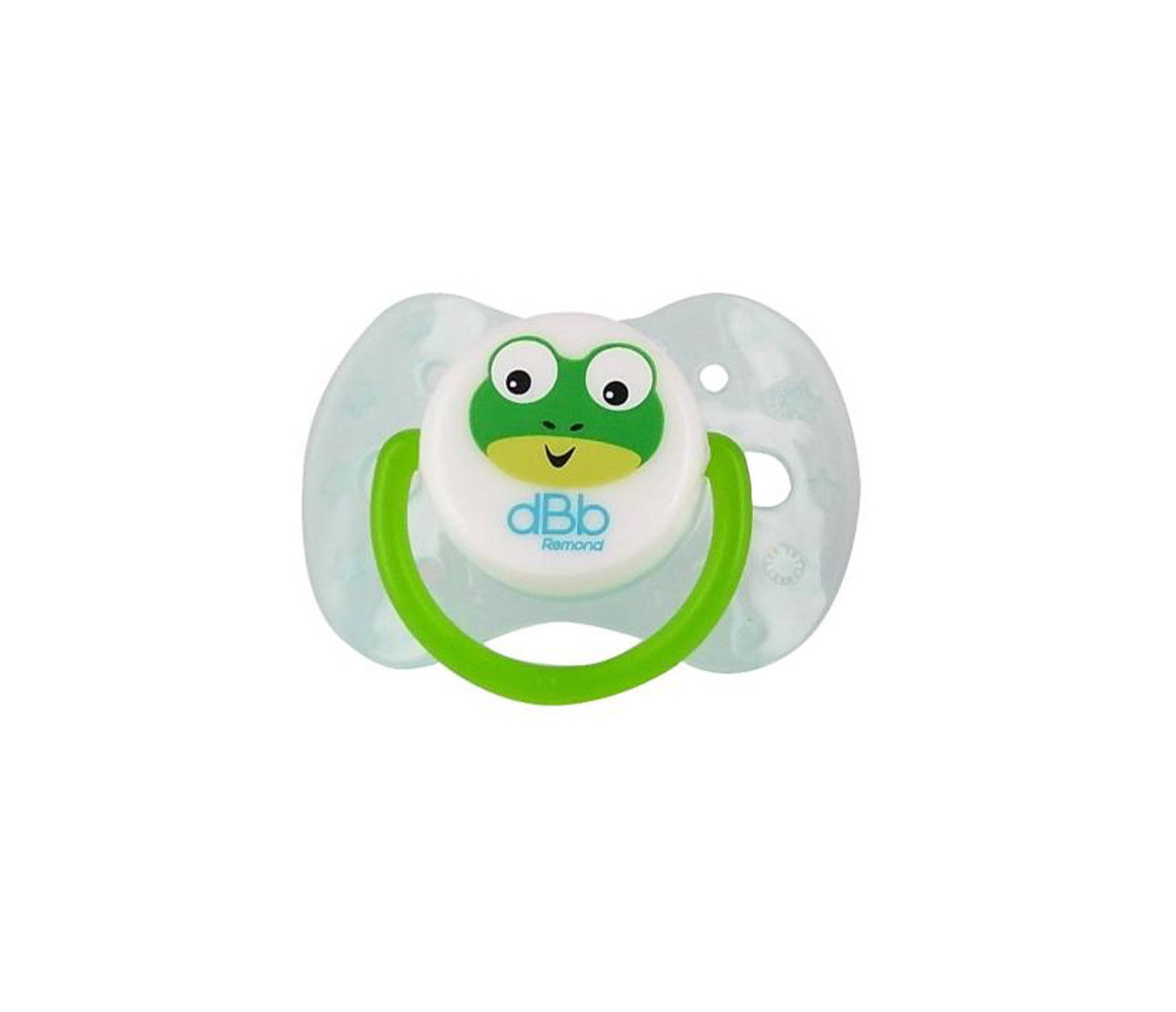 DBB REMOND Set of 2 anatomical soothers 1st age silicone frog translucent blue