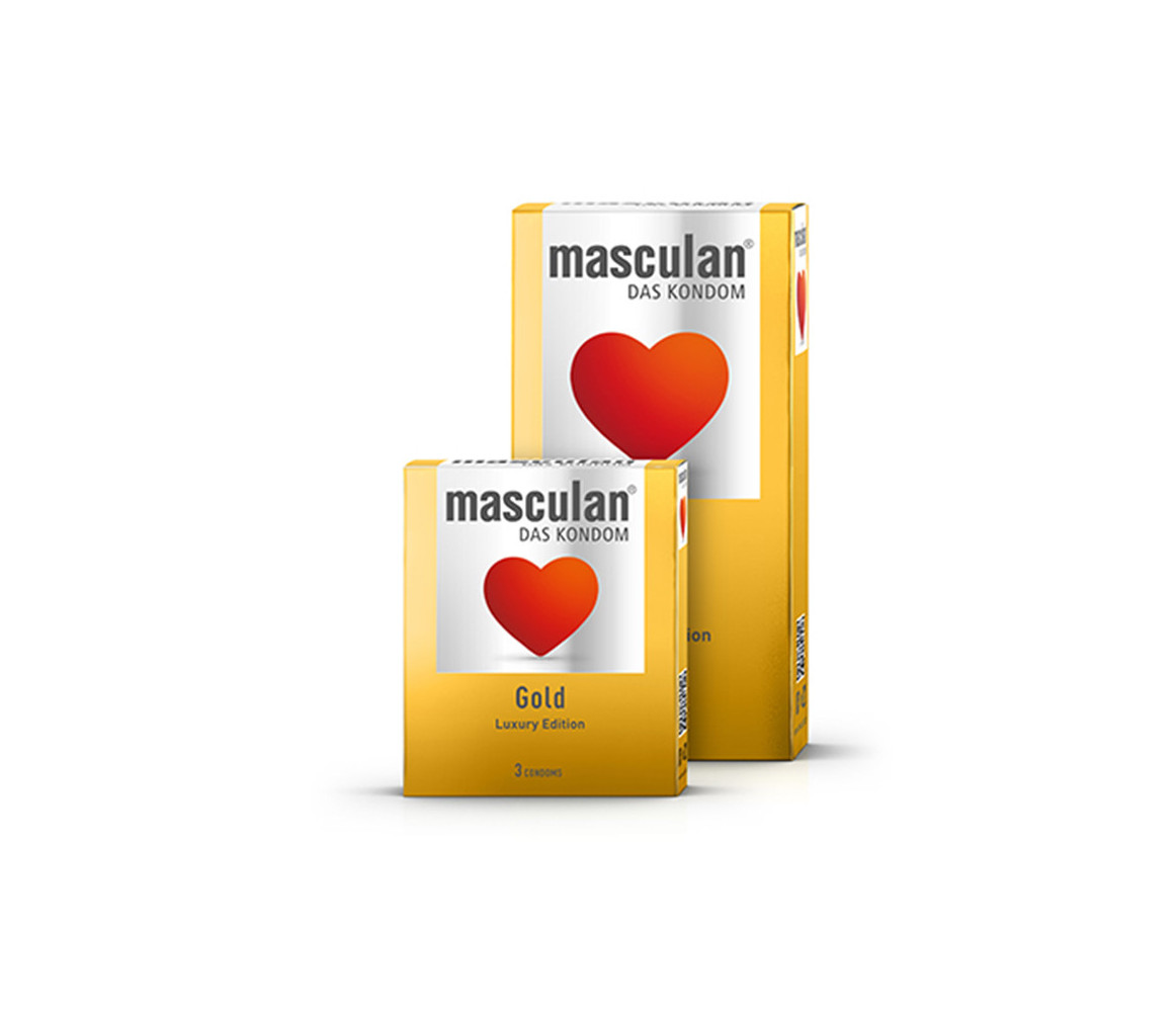 MASCULAN GOLD Golden and vanilla flavoured (3 Condoms)