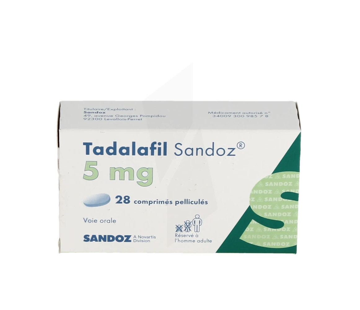 Tadalafil Sandoz 5 Mg, Comprimé Pelliculé