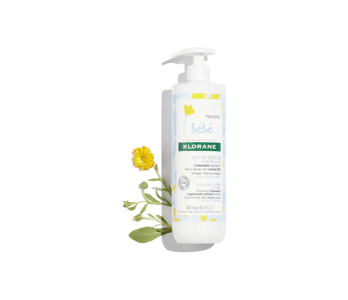 KLORANE Lait nettoyant bébé sans rinçage au Calendula 750ML