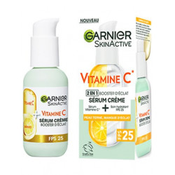 GARNIER VITAMINE C Sérum Crème Vitamine C 2en1 Booster d'éclat peau terne et manque d'éclat 50ml