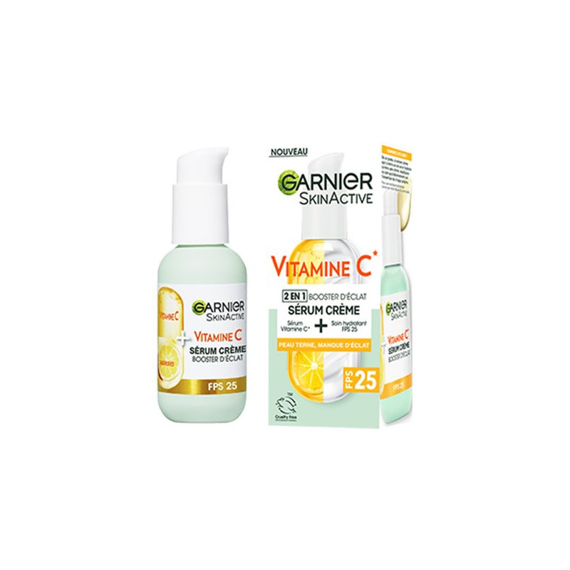 GARNIER VITAMINE C Sérum Crème Vitamine C 2en1 Booster d'éclat peau terne et manque d'éclat 50ml