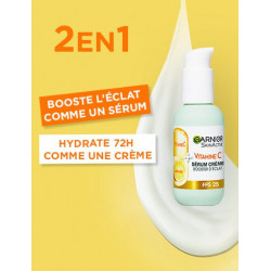 GARNIER VITAMINE C Sérum Crème Vitamine C 2en1 Booster d'éclat peau terne et manque d'éclat 50ml