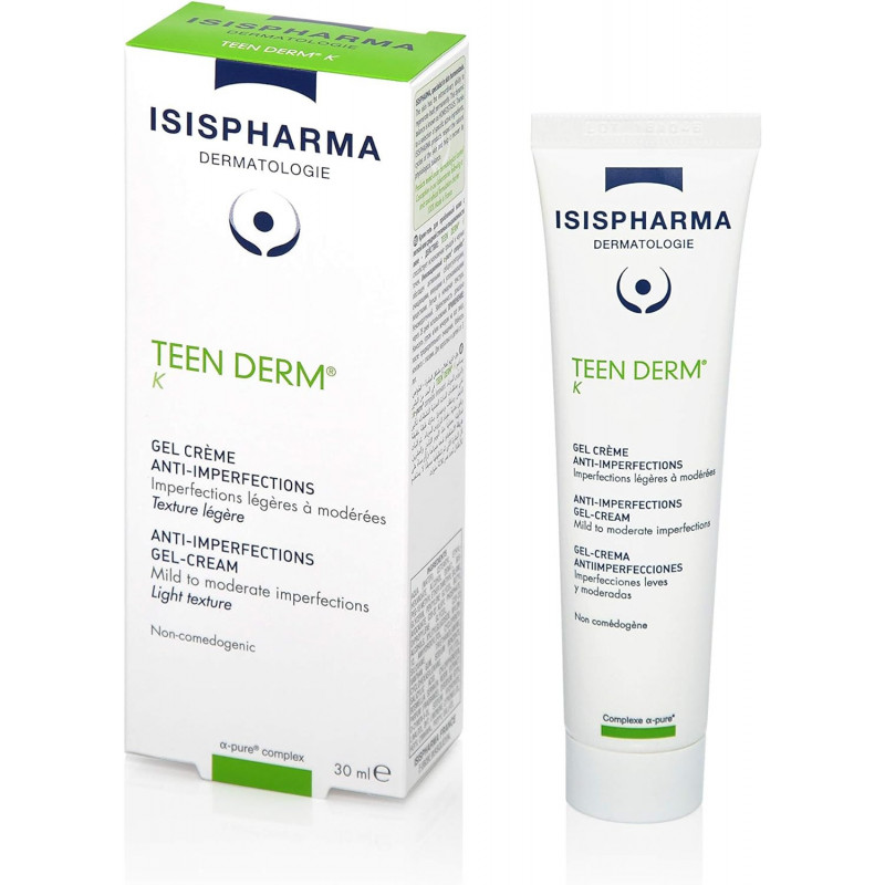 ISISPHARMA TEEN DERM K Gel Crème anti-imperfections, imperfections légères à modérées 30ml