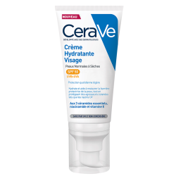 CERAVE Crème Hydratante Visage SPF50 pour peaux normales à sèches 52ml