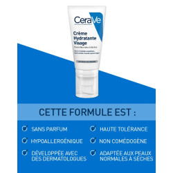 CERAVE Crème Hydratante Visage pour peaux normales à sèches 52ml