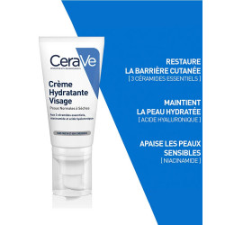 CERAVE Crème Hydratante Visage pour peaux normales à sèches 52ml